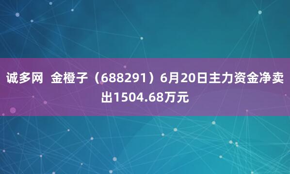 诚多网  金橙子（688291）6月20日主力资金净卖出1504.68万元