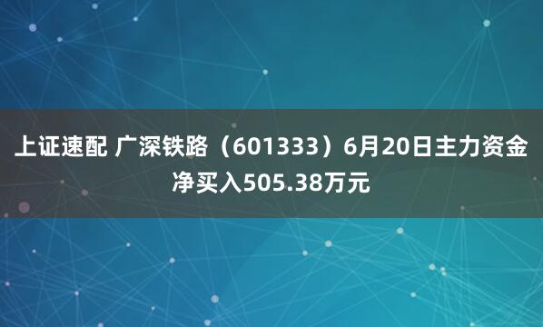 上证速配 广深铁路（601333）6月20日主力资金净买入505.38万元