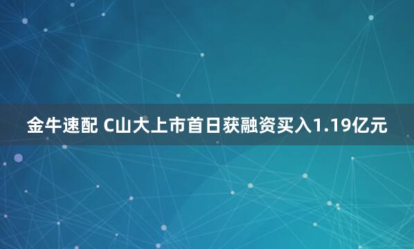 金牛速配 C山大上市首日获融资买入1.19亿元